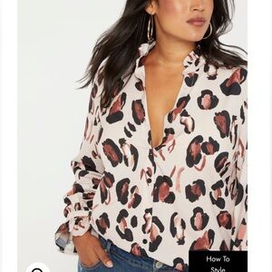 Eloquii Multicolor Animal Print Blouse